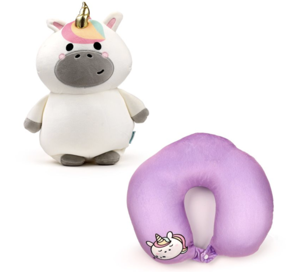 Almohada de Viaje y Peluche 2 en 1 Swapseazzz Unicornio Adoracorns