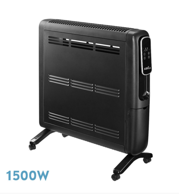 Emisor Termico Aluminio  1500w Negro 2 potencias Display Control Remoto Antivuelco Temperatura.reg.