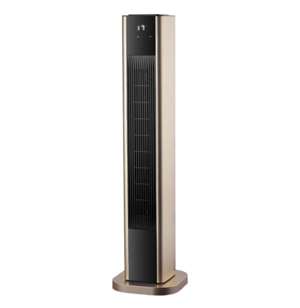 Termoventilador Ceramico Premium Vertical 2000w Oro Oscilante 2 potencias 3 funciones  Control remoto Termostato regulable Temporizador