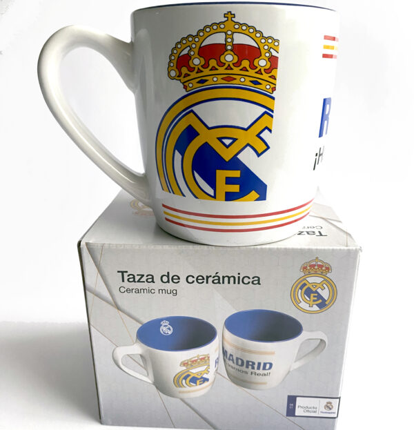 Real Madrid taza azul bicolor en caja - Imagen 6