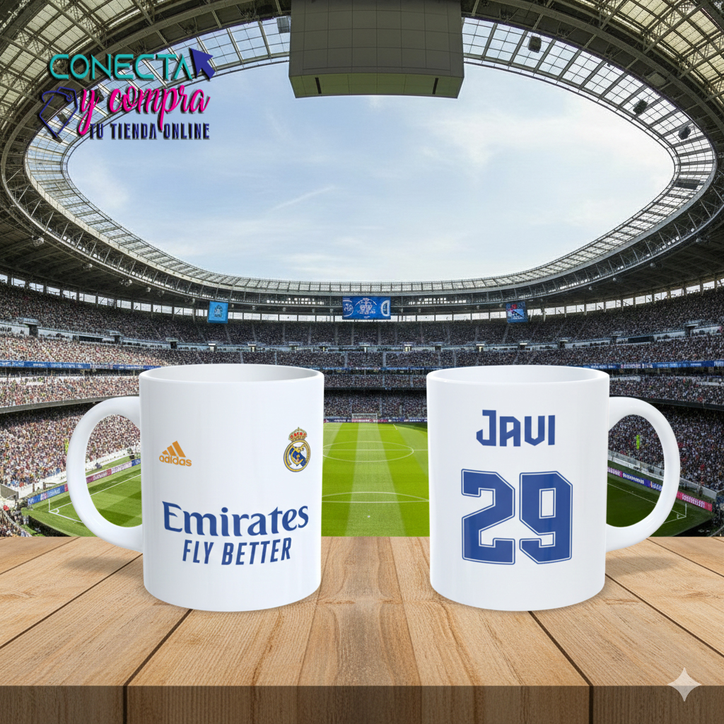 Taza Real Madrid Personalizada Nombre Número - Imagen 2